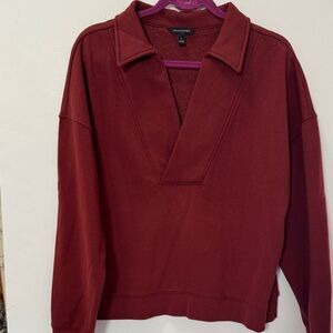 Banana Republic Factory Deep Red V-Neck Women’s Sweatshirt